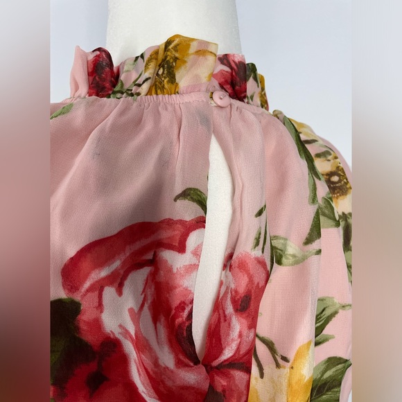 Kate & Lily Petite Floral Ruffles Sleeveless Halter Pink Roses Dress Size 10P - Picture 6 of 16